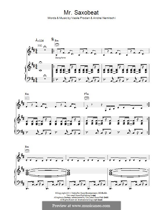 Mr Saxobeat: Para vocais e piano (ou Guitarra) by Andrei Nemirschi, Vasile Prodan