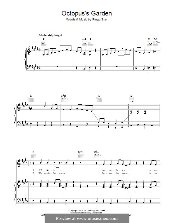 Octopus's Garden (The Beatles): Para vocais e piano (ou Guitarra) by Ringo Starr