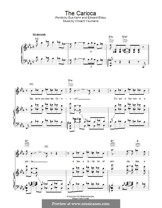 The Carioca: Para vocais e piano (ou Guitarra) by Vincent Youmans