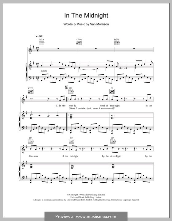 In the Midnight: Para vocais e piano (ou Guitarra) by Van Morrison