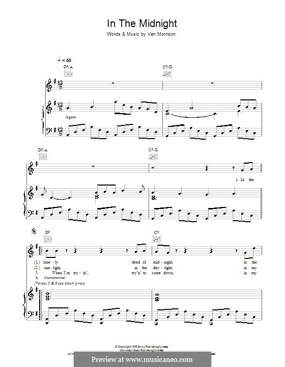 In the Midnight: Para vocais e piano (ou Guitarra) by Van Morrison