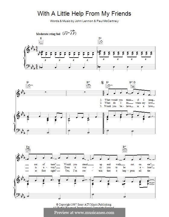 With a Little Help from My Friends (The Beatles): para voz, piano ou guitarra (partituras de alta qualidade) by John Lennon, Paul McCartney