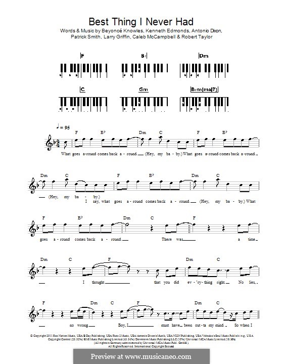 Best Thing I Never Had (Beyonce): para teclado by Antonio Dixon, Caleb McCampbell, Kenneth 'Babyface' Edmonds, Larry Griffin, J. Que, Robert Shea Taylor