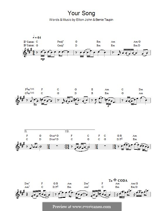 Your Song: para saxofone by Elton John