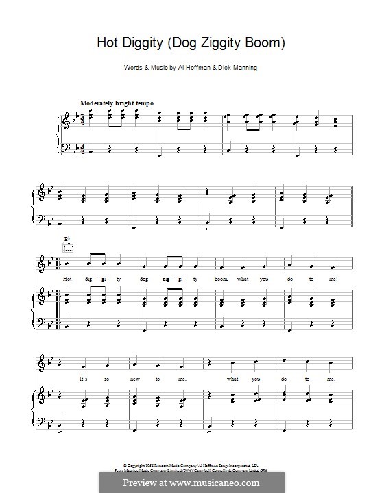 Hot Diggity (Dog Ziggity Boom): Para voz e piano ou guitarra (Perry Como) by Al Hoffman, Dick Manning