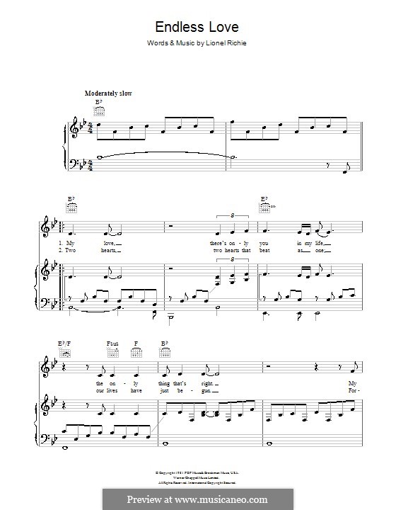 Endless Love: Para vocais e piano (ou Guitarra) by Lionel Richie