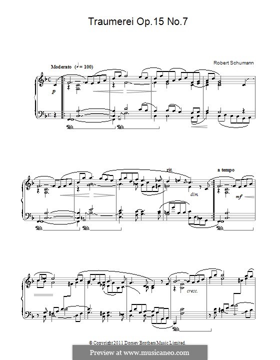 No.7 Träumerei (Dreaming), for Piano: para um único musico (Editado por H. Bulow) by Robert Schumann