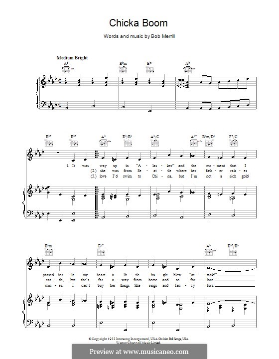 Chicka Boom: Para vocais e piano (ou Guitarra) by Bob Merrill