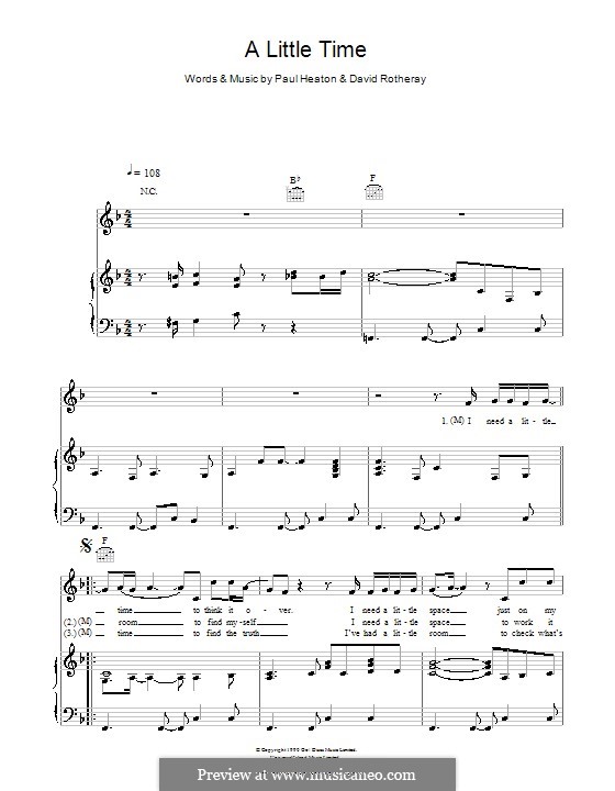 A Little Time (The Beautiful South): Para vocais e piano (ou Guitarra) by David Rotheray, Paul Heaton