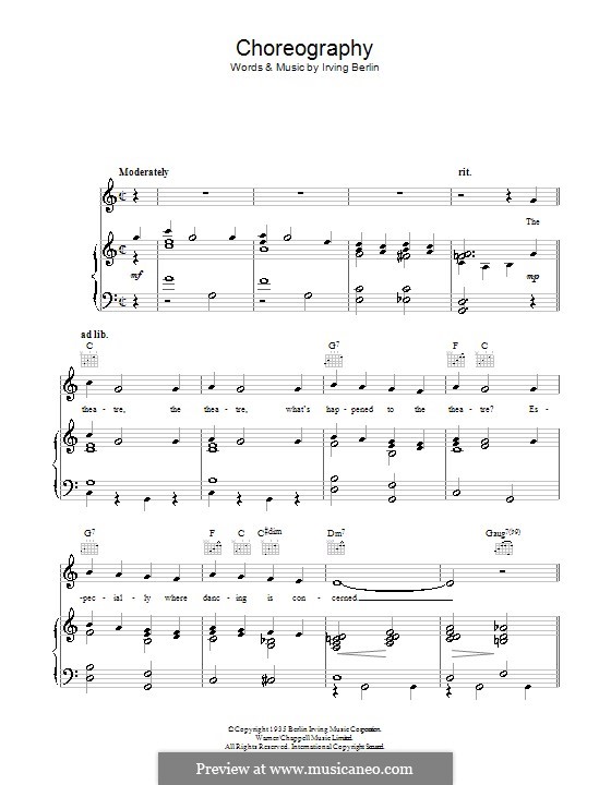 Choreography (Danny Kaye): Para vocais e piano (ou Guitarra) by Irving Berlin