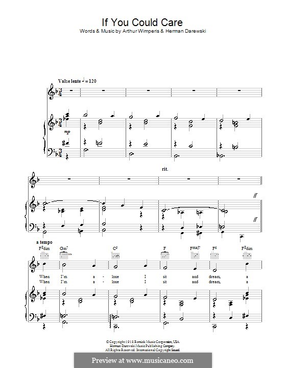 If You Could Care (Bruce Forsyth): Para vocais e piano (ou Guitarra) by Arthur Wimperis, Herman Darewski