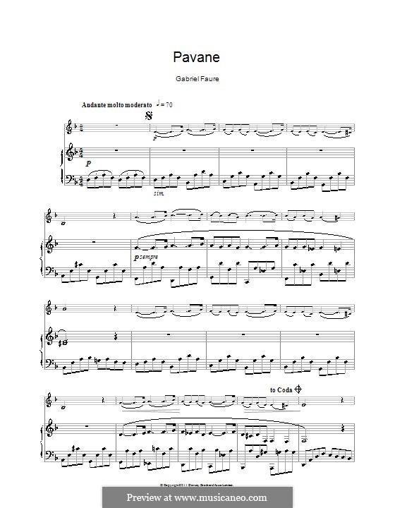 Pavane, Op.50: para clarinete e piano by Gabriel Fauré