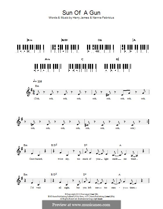 Sun of a Gun (Oh Land): para teclado by Harry James, Nanna Fabricius