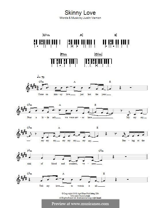 Skinny Love (Bon Iver): para teclado by Justin Vernon