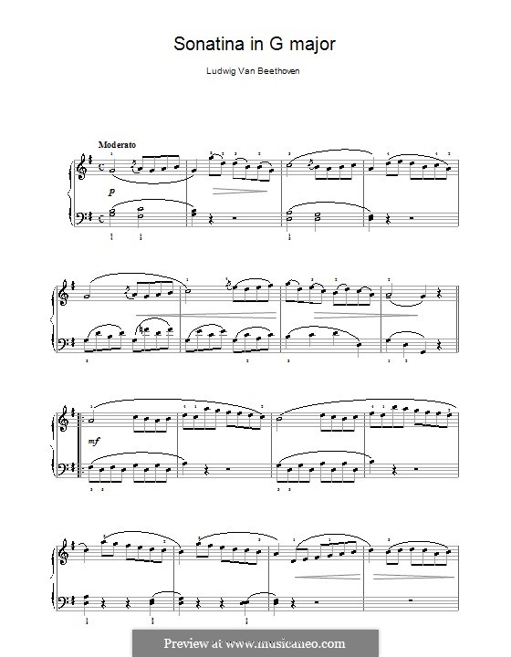 Sonatina in G Major: Movement I (high quality sheet music) by Ludwig van Beethoven