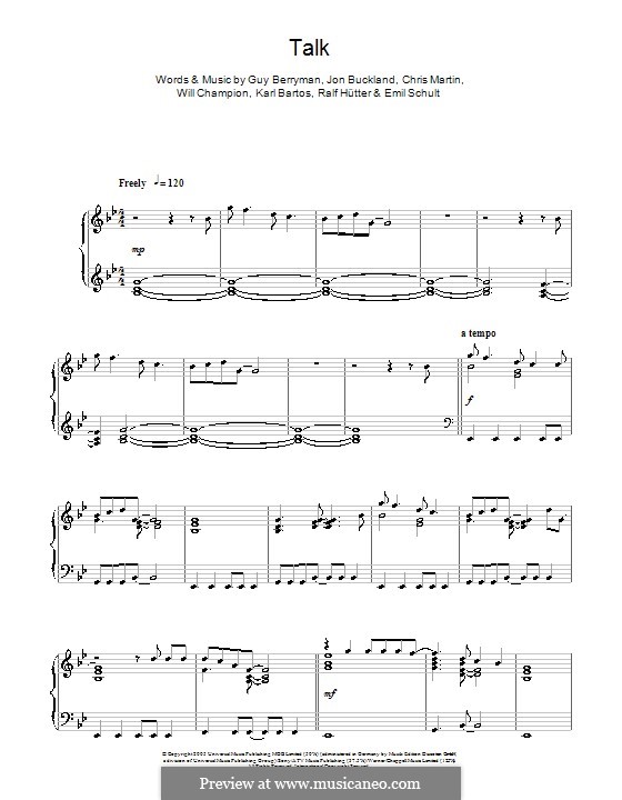 Talk (Coldplay): Para Piano by Chris Martin, Emil Schult, Guy Berryman, Jonny Buckland, Karl Bartos, Ralf Hütter, Will Champion