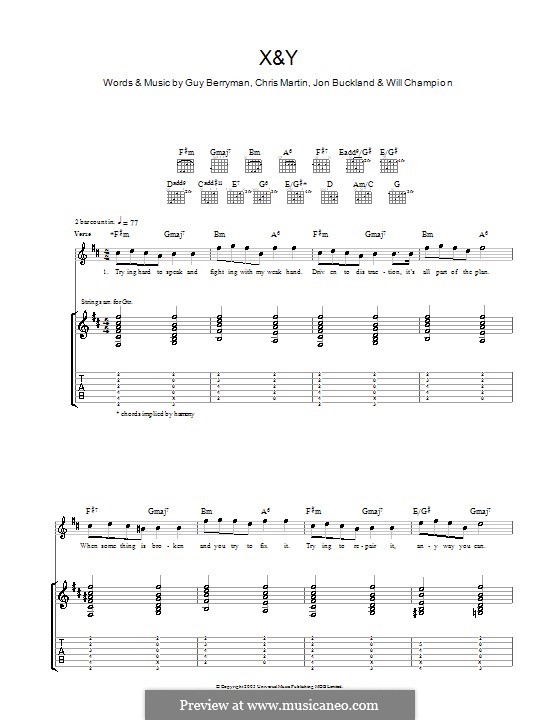 X&Y (Coldplay): Para guitarra com guia by Chris Martin, Guy Berryman, Jonny Buckland, Will Champion