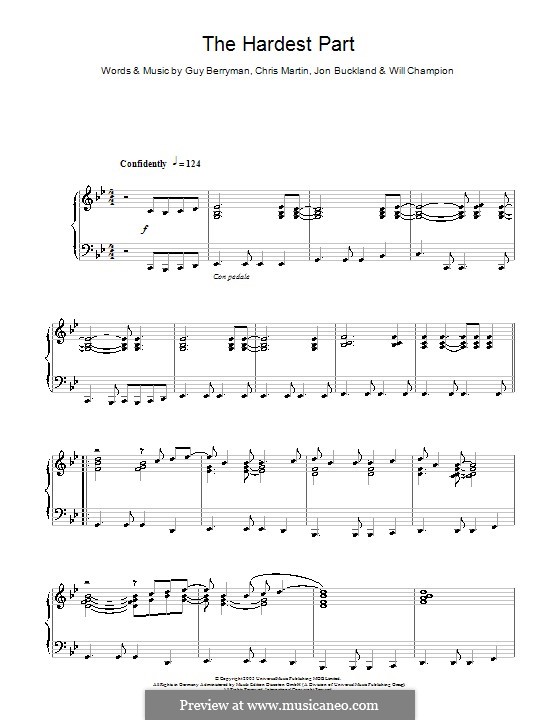 The Hardest Part (Coldplay): Para Piano by Chris Martin, Guy Berryman, Jonny Buckland, Will Champion