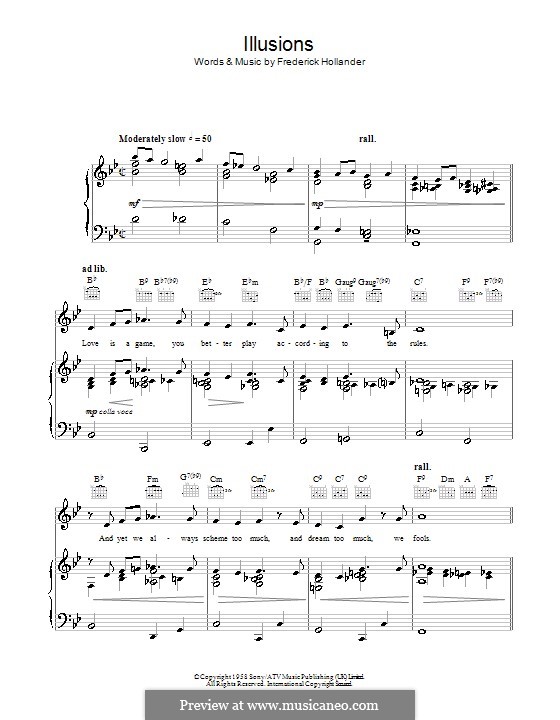 Illusions: Para vocais e piano (ou Guitarra) by Friedrich Holländer