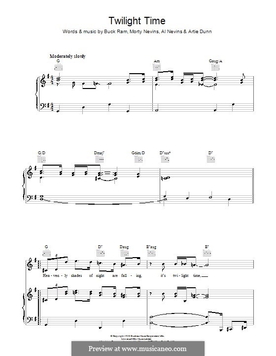 Twilight Time (The Platters): Para vocais e piano (ou Guitarra) by Al Nevins, Buck Ram, Morty Nevins