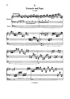 Fantasia and Fugue in A Minor, BWV 561: para orgãos by Johann Sebastian Bach