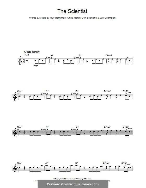 The Scientist (Coldplay): para Saxofone Alto by Chris Martin, Guy Berryman, Jonny Buckland, Will Champion