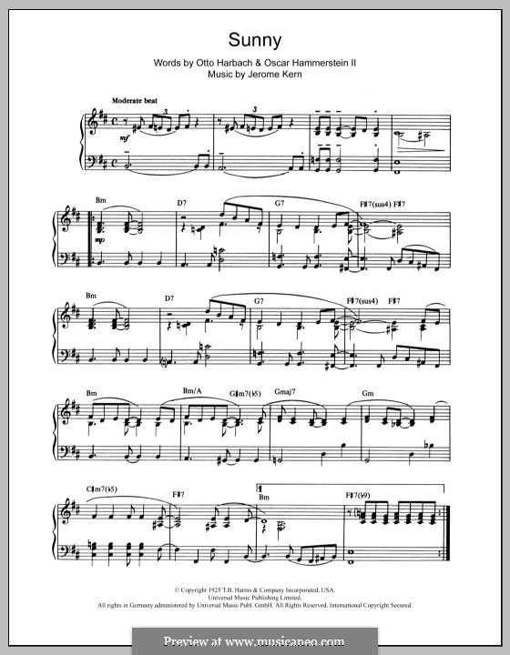 Sunny: Para Piano by Jerome Kern
