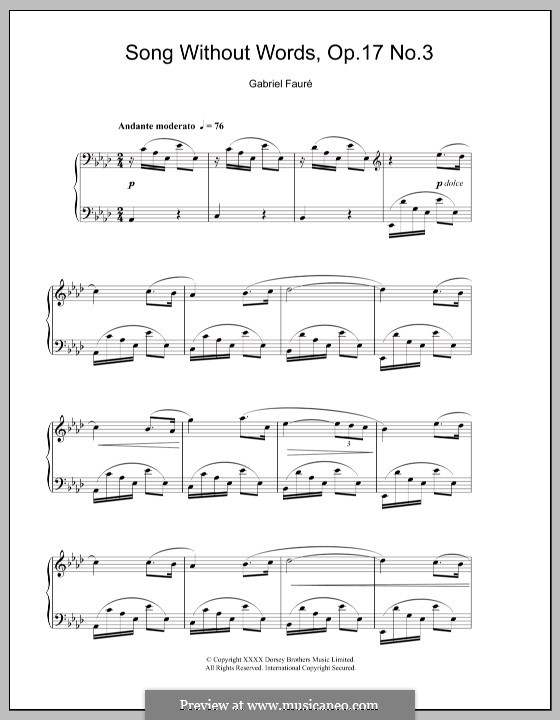 Romances without Words, Op.17: No3 em A flat maior by Gabriel Fauré