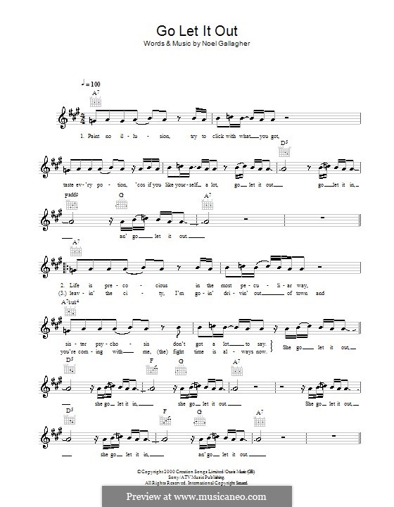 Go Let It Out (Oasis): melodía,letras e acordes by Noel Gallagher