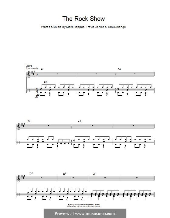 The Rock Show (Blink-182): para bateria by Mark Hoppus, Tom DeLonge, Travis Barker