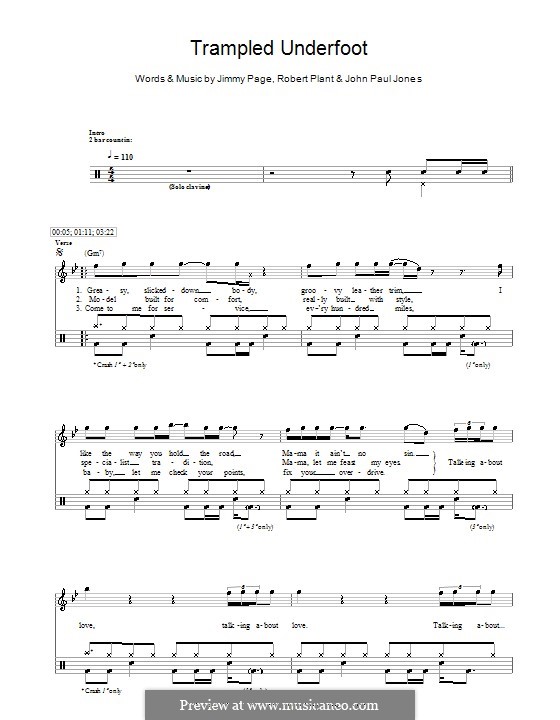 Trampled Underfoot (Led Zeppelin): para bateria by John Paul Jones, Jimmy Page, Robert Plant