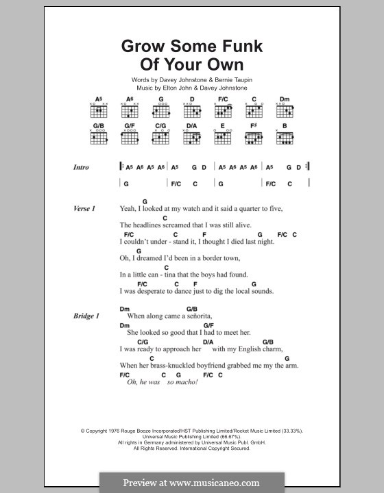Grow Some Funk of Your Own: Letras e Acordes by Davey Johnstone, Elton John