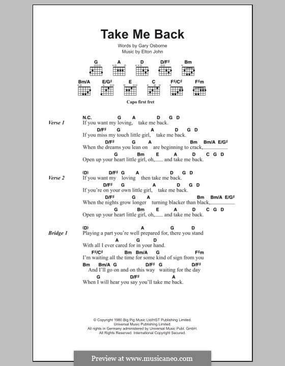 Take Me Back: Letras e Acordes by Elton John