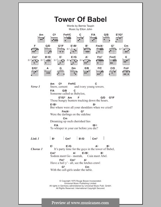Tower of Babel: Letras e Acordes by Elton John