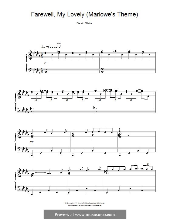 Farewell, My Lovely (Marlowe's Theme): Para Piano by David Shire