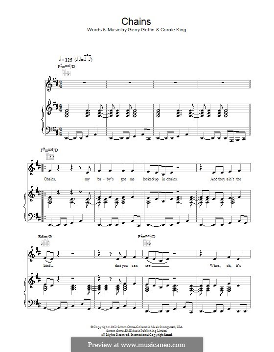 Chains: For voice and piano or guitar (The Cookies) by Carole King, Gerry Goffin