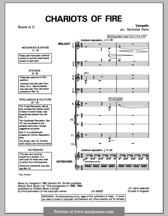 Chariots of Fire: Pacote de banda da sala de aula by Vangelis