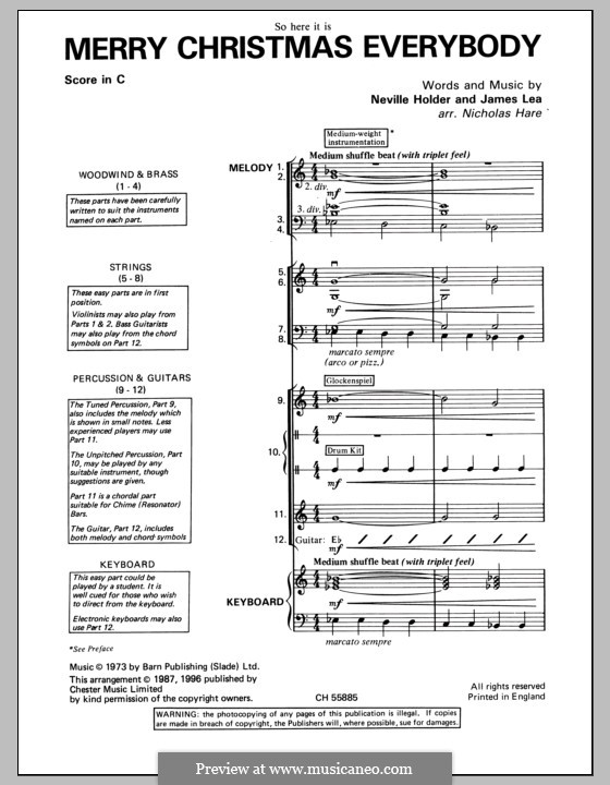 Merry Xmas Everybody (Slade): Pacote de banda da sala de aula by James Lea, Noddy Holder