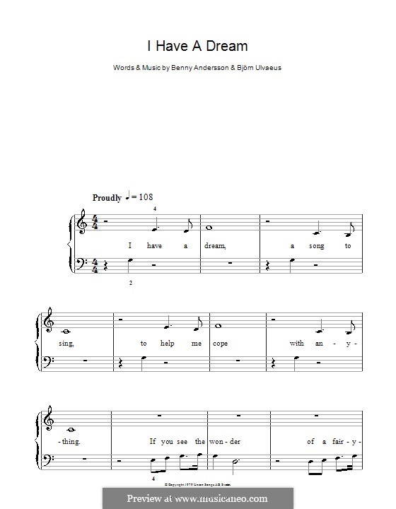 I Have a Dream (ABBA): Facil para o piano by Benny Andersson, Björn Ulvaeus