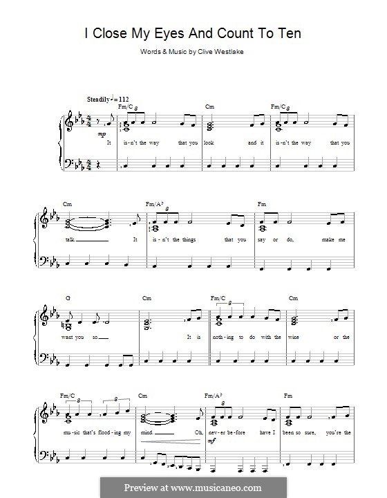 I Close My Eyes and Count to Ten (Dusty Springfield): Para vocais e piano by Clive Westlake