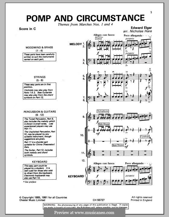 Themes from Marches No.1 and No.4: para grande conjunto by Edward Elgar