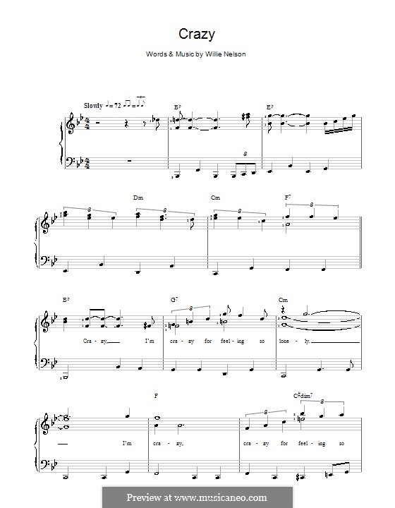 Crazy (Patsy Cline): Para vocais e piano by Willie Nelson