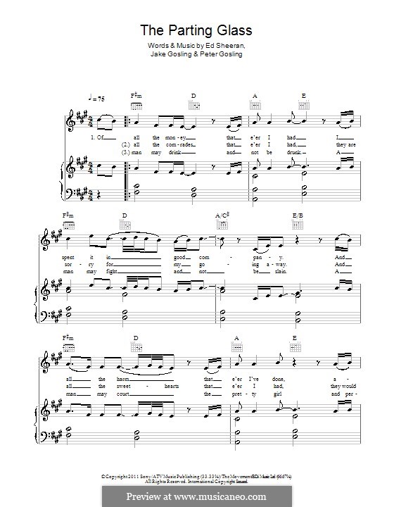 The Parting Glass: Para vocais e piano (ou Guitarra) by Ed Sheeran, Jake Gosling, Peter Gosling