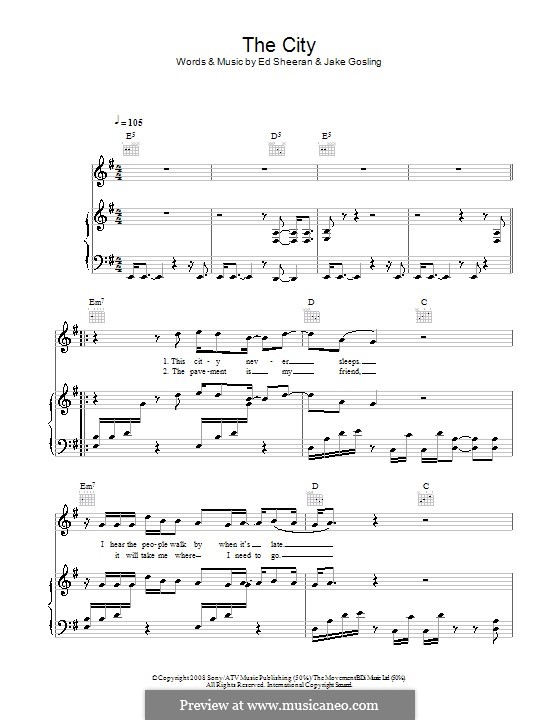 The City: Para vocais e piano (ou Guitarra) by Ed Sheeran, Jake Gosling