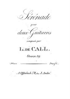 Serenade for Two Guitars in F Major, Op.39: partitura by Leonhard von Call