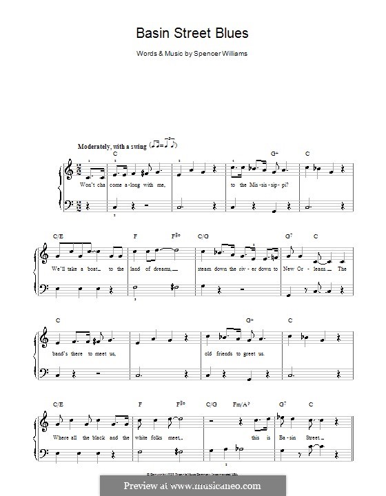 Basin Street Blues (Louis Armstrong): Facil para o piano by Spencer Williams