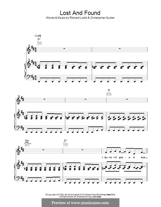 Lost and Found (Matt Cardle): Para vocais e piano (ou Guitarra) by Christopher Sutton, Richard Lobb