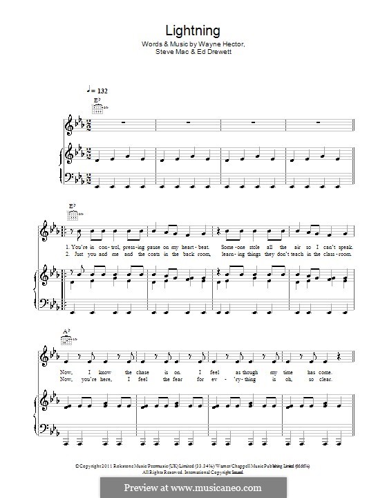 Lightning (The Wanted): Para vocais e piano (ou Guitarra) by Ed Drewett, Steve Mac, Wayne Anthony Hector