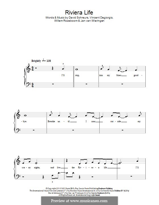 Riviera Life (Caro Emerald): Facil para o piano by David Schreurs, Vincent Degiorgio, Willem Rozeboom