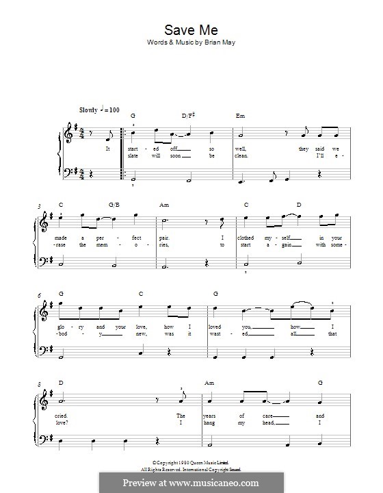 Save Me (Queen): Facil para o piano by Brian May